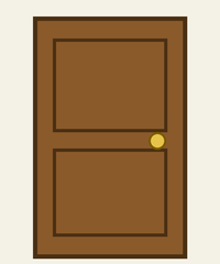 Sebuah pintu kayu berwarna coklat