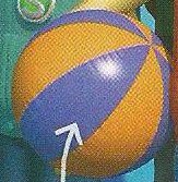 A round orange and blue ball