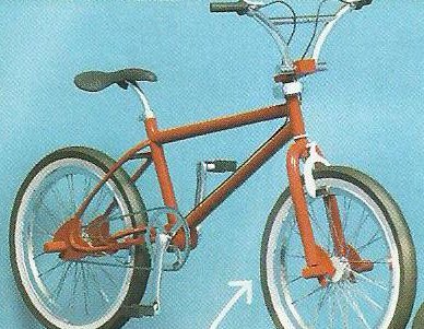 A red bike with two wheels