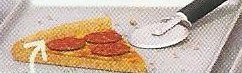 A slice of pizza with red round pieces on top