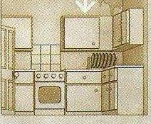 A kitchen with a cooker, cupboards and a sink