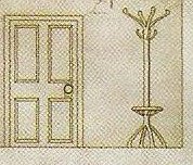 A hall with a door and a coat stand