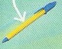 A blue and yellow pen