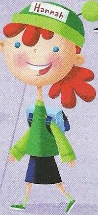 A girl in a green top and a black skirt