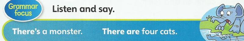 Grammar box: There's a monster. There are four cats.