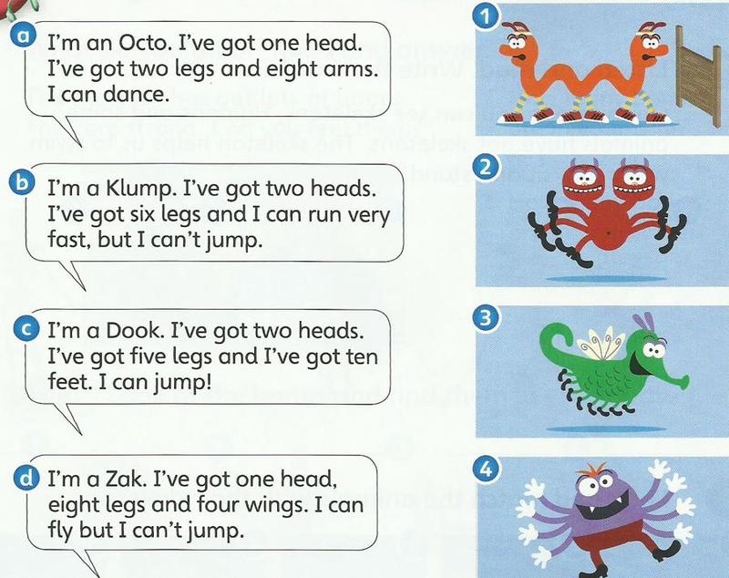 Four funny animals with speech bubbles: Octo, Klump, Dook and Zak