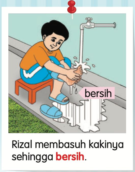 Rizal membasuh kakinya sehingga bersih