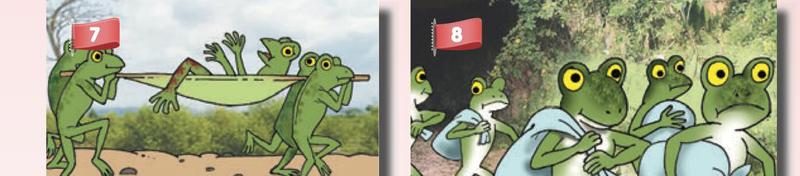Katak mengangkat katak yang cedera dengan pengusung, kemudian keluar dari terowong