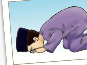 Gambar P: murid bersujud (buku teks ms. 110)