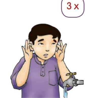 Murid membasuh anggota wuduk (buku teks ms. 98)