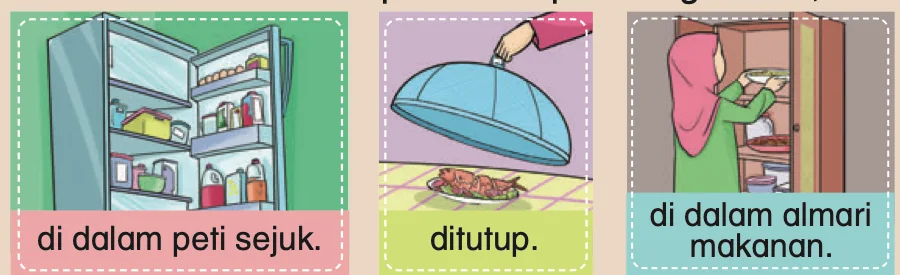 Tiga cara menyimpan makanan: di dalam peti sejuk, ditutup dan di dalam almari makanan
