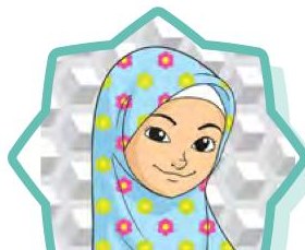 Seorang budak perempuan bertudung biru dengan bunga-bunga kecil
