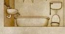 A bathroom with a sink, a bath and a toilet