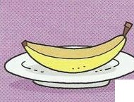 A yellow banana on a white plate