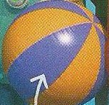 A round orange and blue beach ball