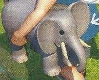 A big grey elephant with a long nose