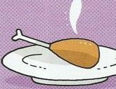 A chicken leg on a white plate