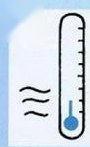 A thermometer with a blue bottom and a little cold air lines: cold