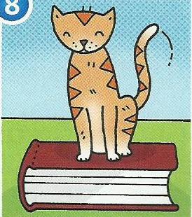An orange cat sitting on a red book