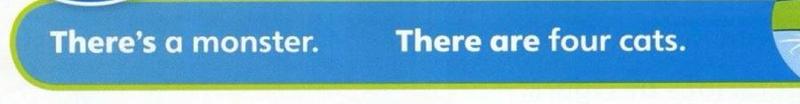 Grammar box: There's a monster. There are four cats.