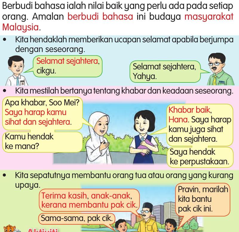 Tiga situasi berbudi bahasa: memberi ucapan selamat, bertanya khabar dan membantu orang tua