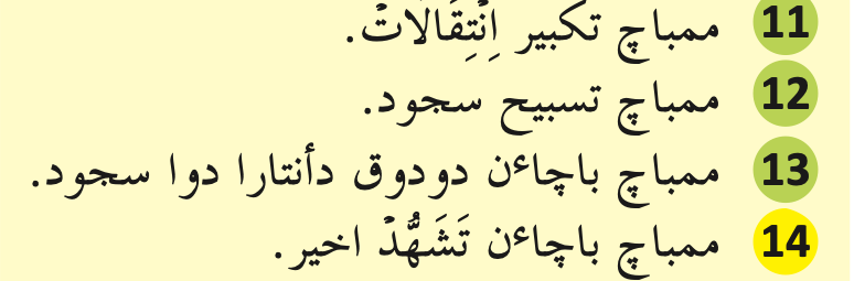 Senarai perkara sunat dalam solat, nombor 11 hingga 14 (buku teks ms. 94)