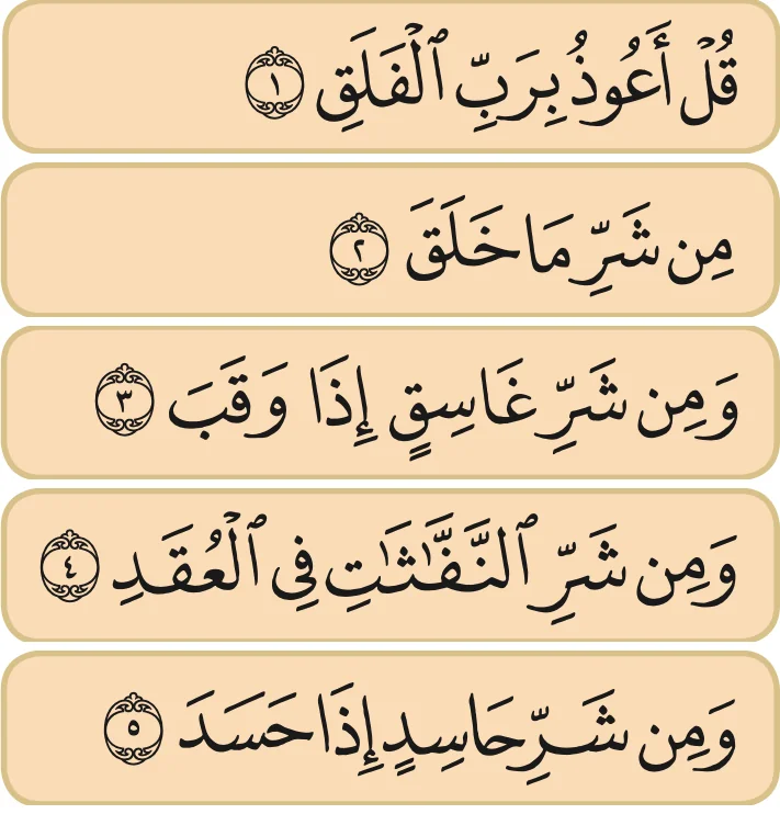 Lima ayat surah al-Falaq, ayat 1 hingga ayat 5