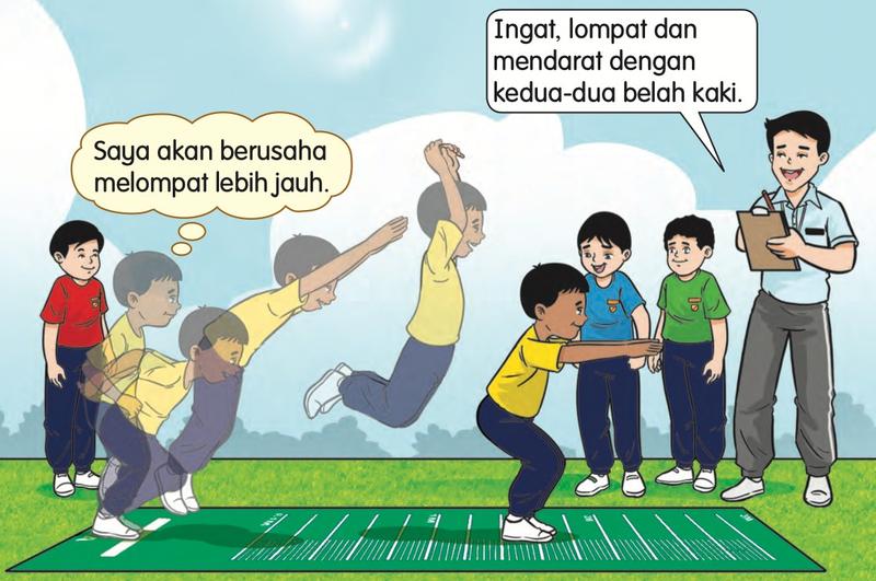 Ganesan melompat jauh berdiri dengan tangan diayun ke hadapan