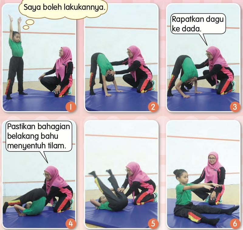 Enam gambar langkah guling depan straddle