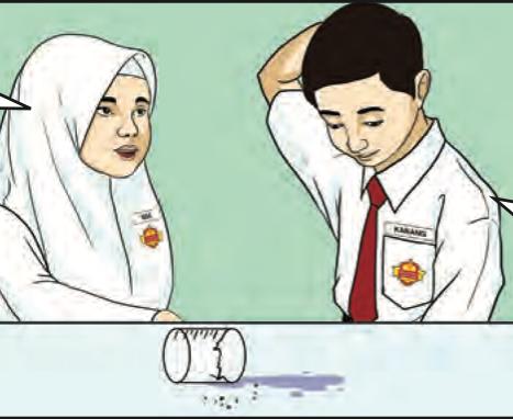Seorang murid perempuan berkata kepada Kanang bahawa dia telah memecahkan bikar; sebuah bikar pecah di atas meja