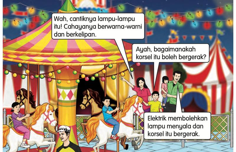 Pesta dengan korsel dan lampu berwarna-warni pada waktu malam