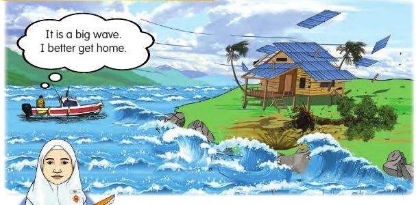 Big waves near a house by the sea