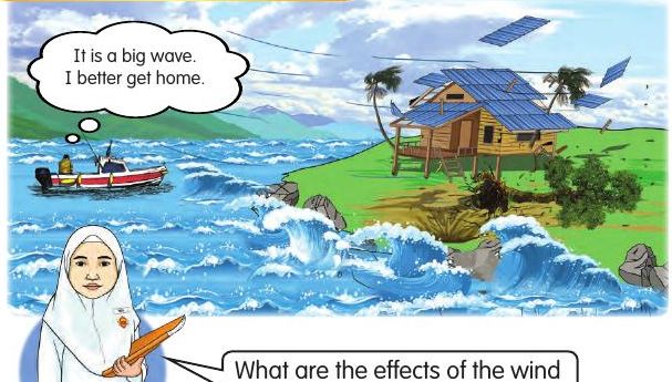Big waves near a house by the sea in a strong wind