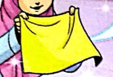 Seorang murid memegang sehelai sapu tangan kuning