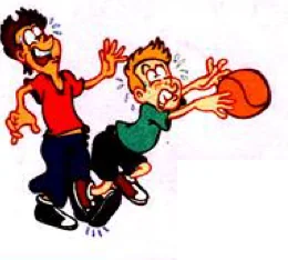 A boy hit in the face by a basketball