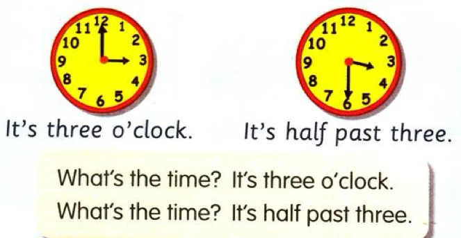 Two clocks: three o'clock and half past three