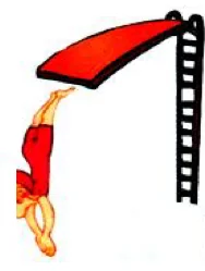 A girl diving from a high board