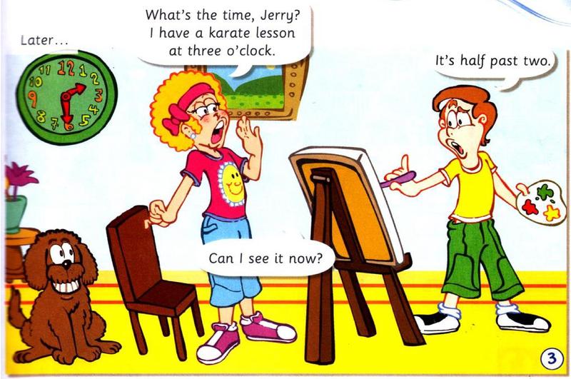 Later, Marcy asks the time; Jerry says it's half past two