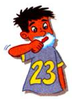 A boy with a toothbrush in his mouth