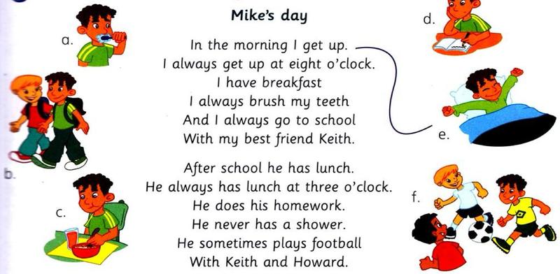 The song Mike's day with six pictures of Mike's day