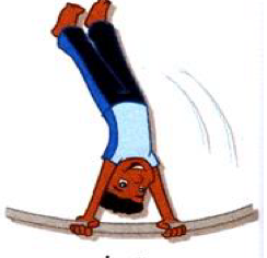 A child doing a handstand