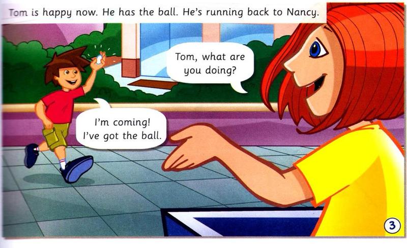 Tom runs back holding something white.