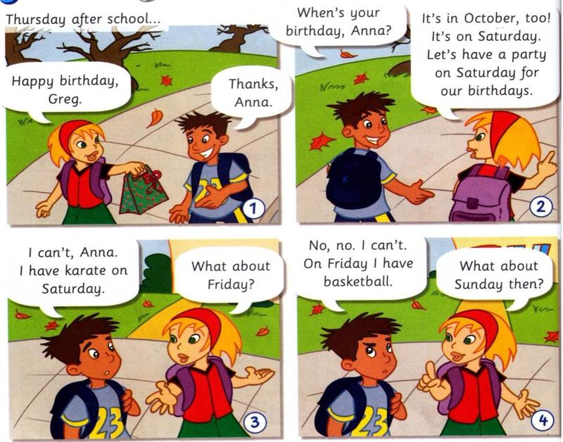 Comic: Anna gives Greg a present and asks about a party on Saturday, Friday and Sunday