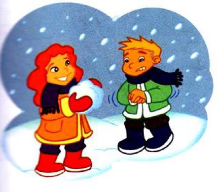 Two children in coats and scarves in the snow