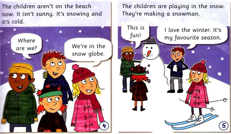The children are in the snow, making a snowman