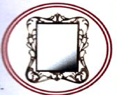 A mirror in a black frame