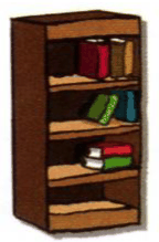 A bookcase with books