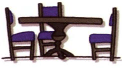 A table and chairs