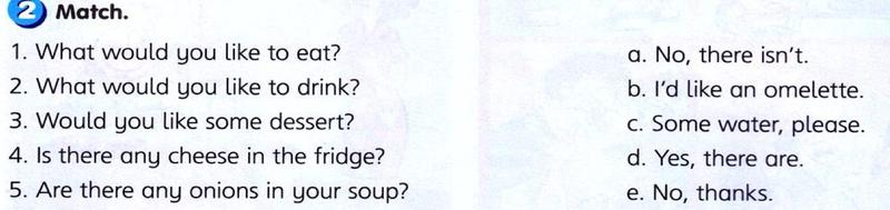 Revision 6 activity 2: match questions 1 to 5 with answers a to e