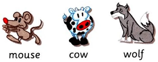 mouse, cow, wolf